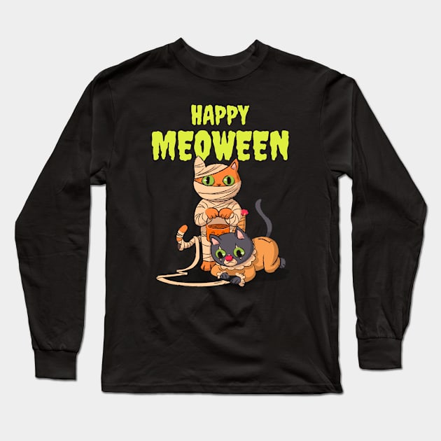 Cat Halloween Mummy Gift Long Sleeve T-Shirt by Anassein.os